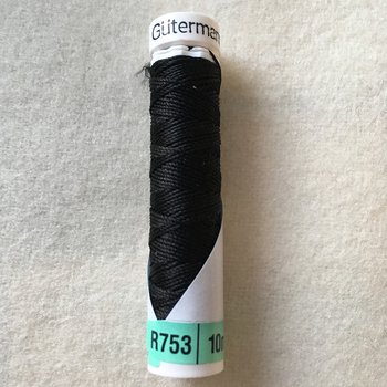 Silk thread Gütermann  R 753 black 000 High-quality, two threaded silk thread