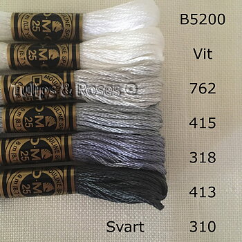  DMC Special 25 Mouliné Stranded cotton White Grey Black hues