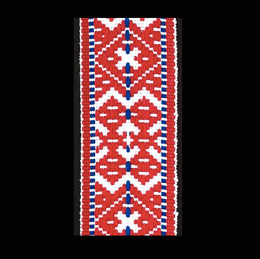 Folk art ribbon 40 mm red  and blue on white 1492-1 - 2