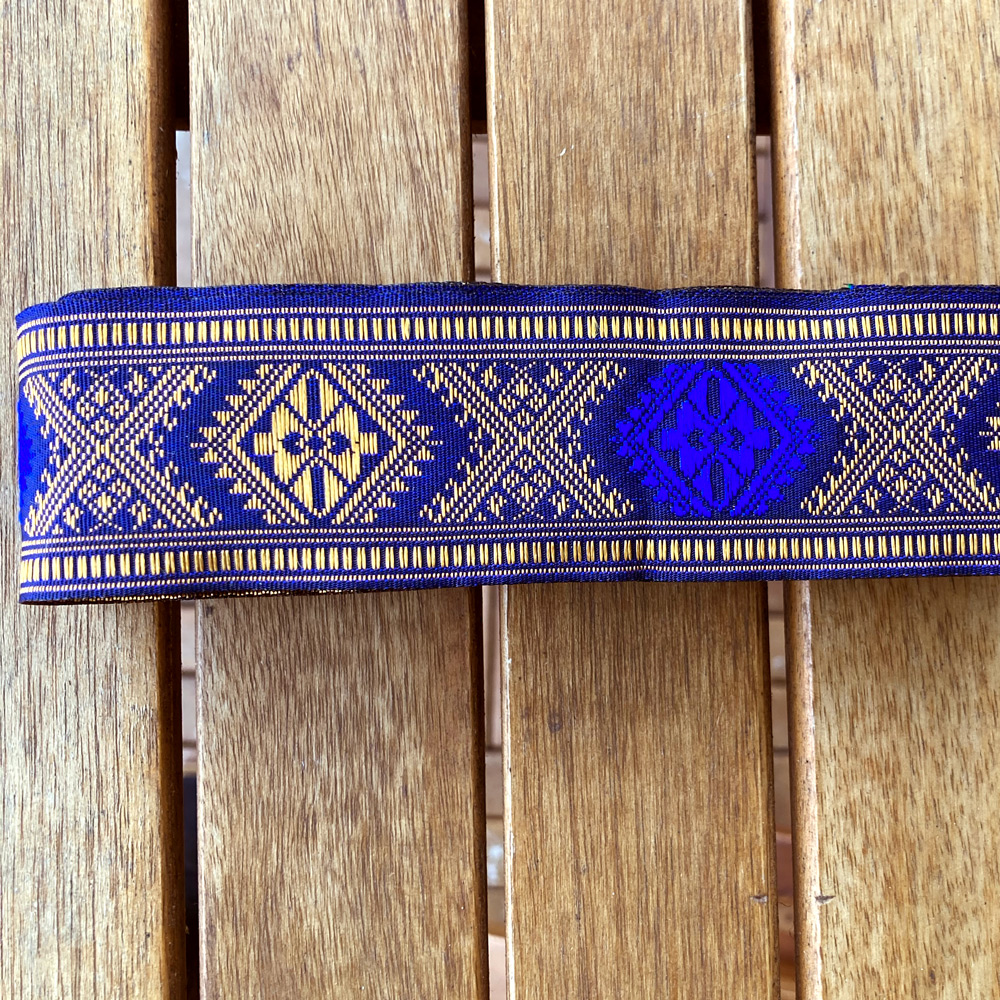 Decorative ribbon "Etnic"blue 40 mm
