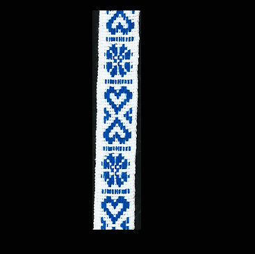 Folk art ribbon 11mm  hearts blue on white 1241-4 - 2