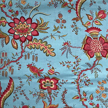 Chintz Carnations large flowers light blue 18th Century  56 x 50 cm