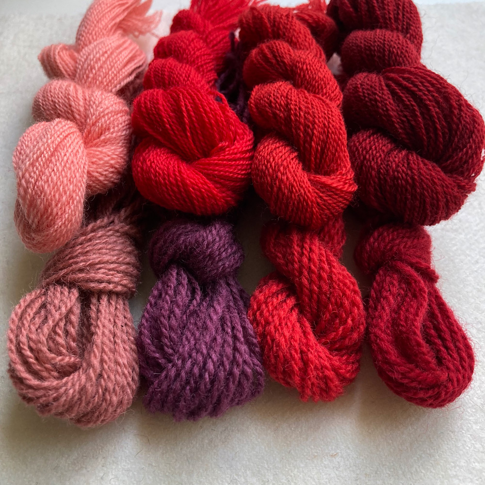 Wool embroidery Crewel Red hues PAKET TWO THICKNESSES