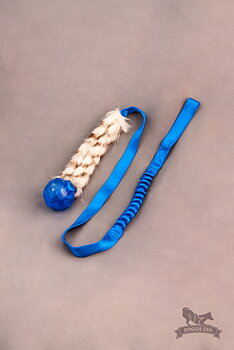 Elastisk fuskpälsjagarkampis L med KONG Squeezz pipboll