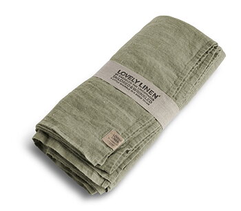 Bordsduk i tvättat linne, Avocado 145x300, från Lovely Linen