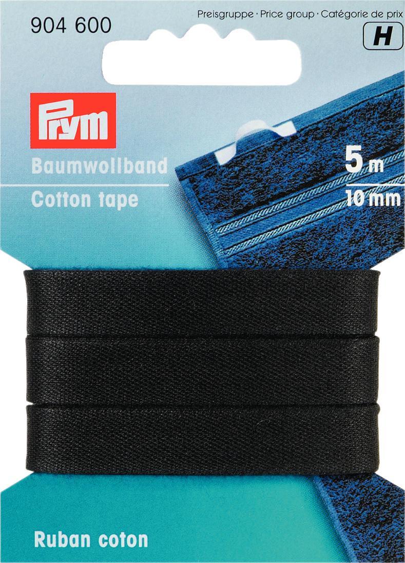Bomullsband, Svart, 10mm, från Prym