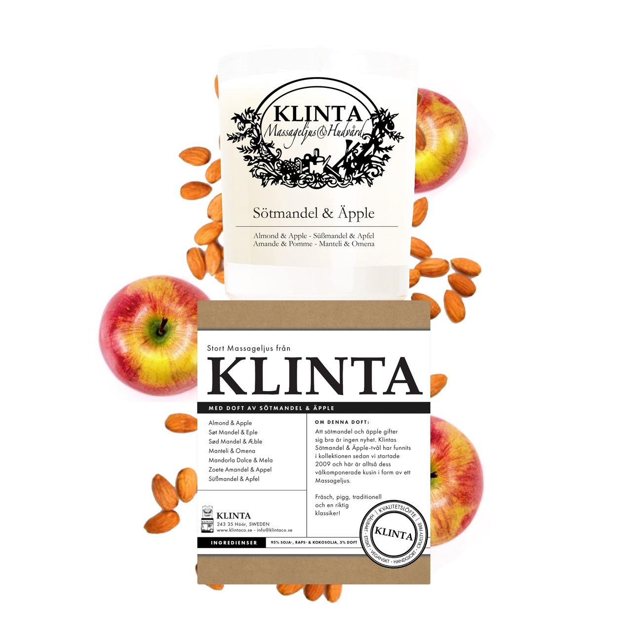 Doftljus Sötmandel & Äpple L, från Klinta