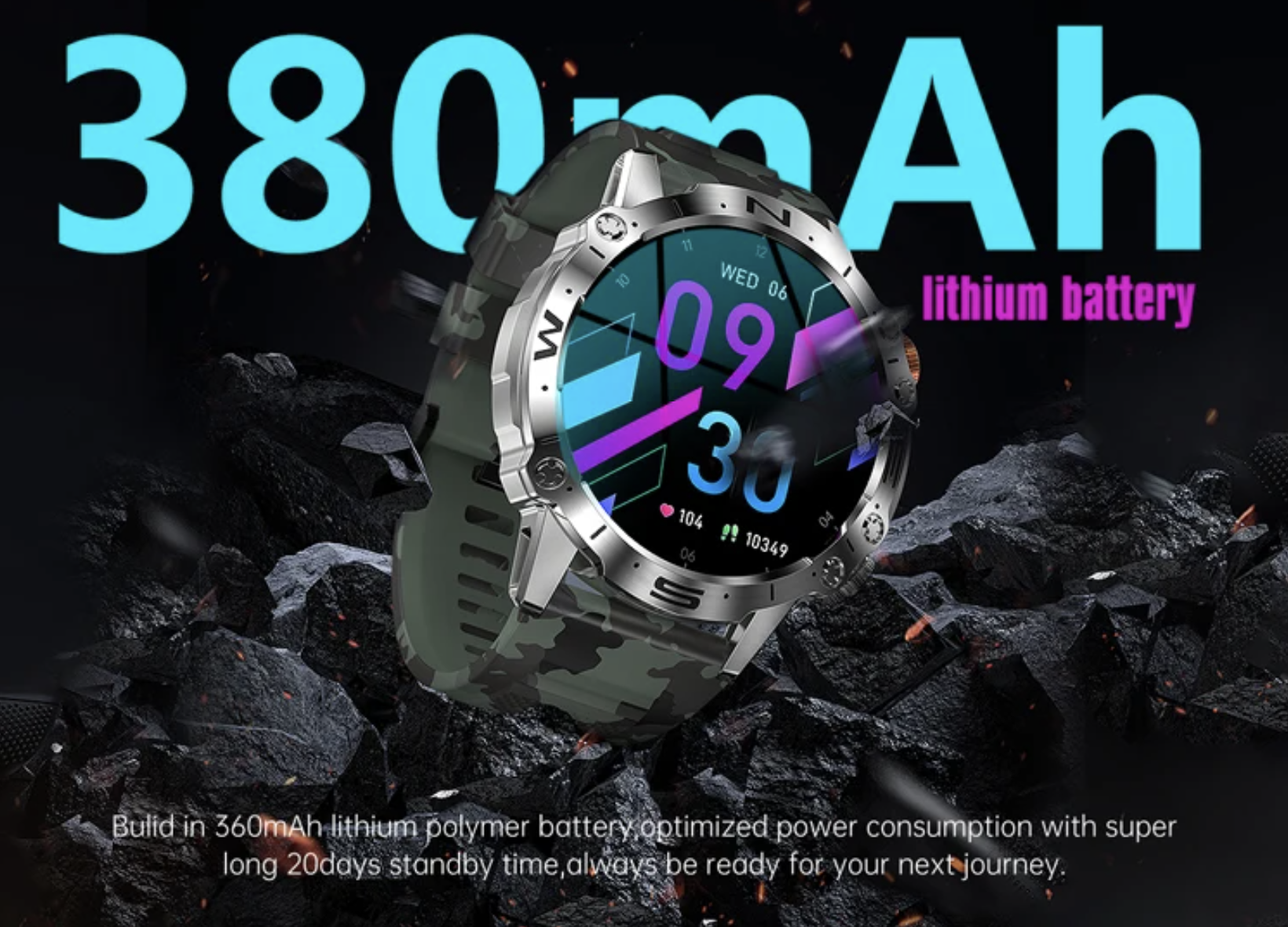 Philippe Palmer Smart Watch LP69 AMOLED Green Camo - 19