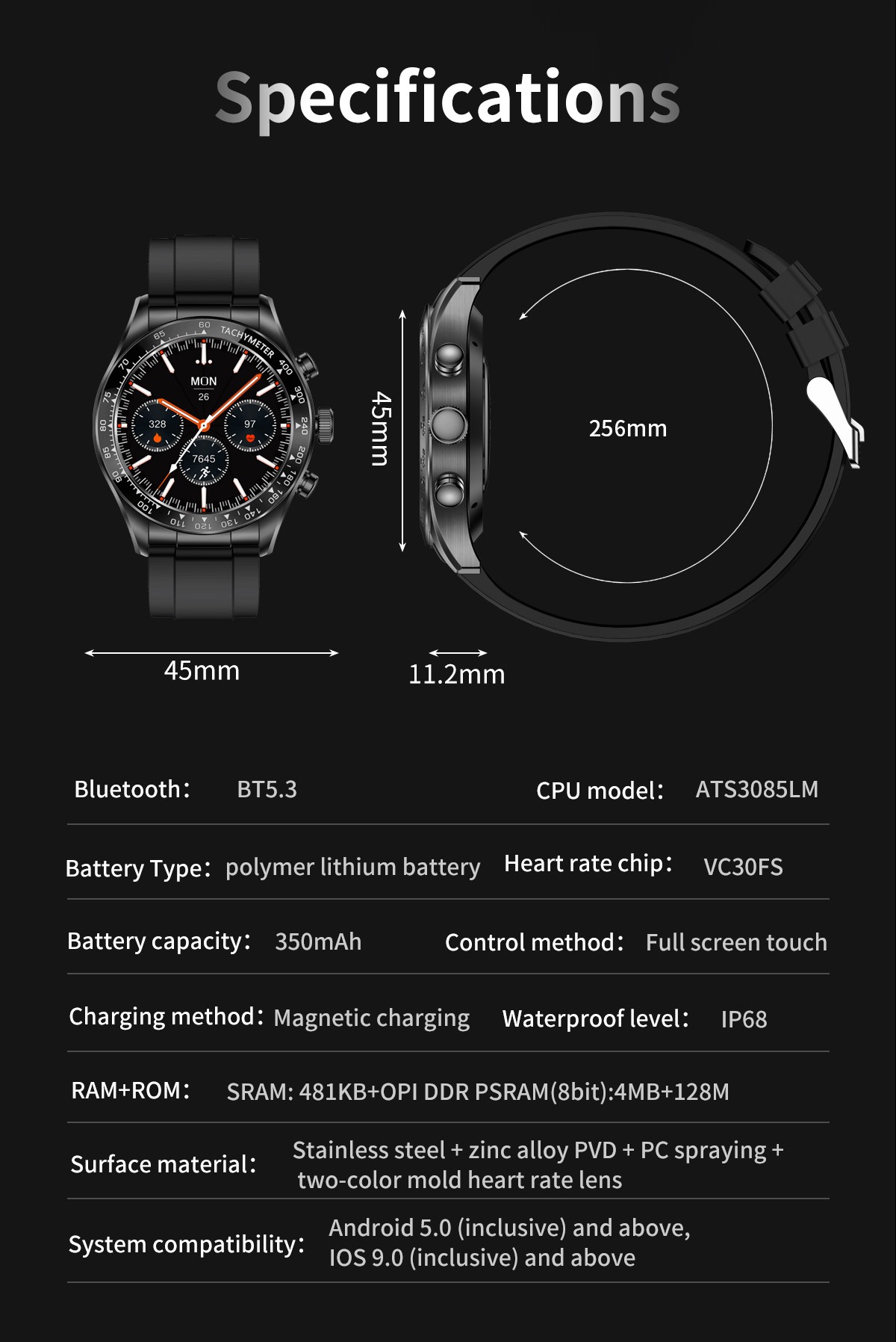 Philippe Palmer Smart Watch LP82 Silver Steel - 16