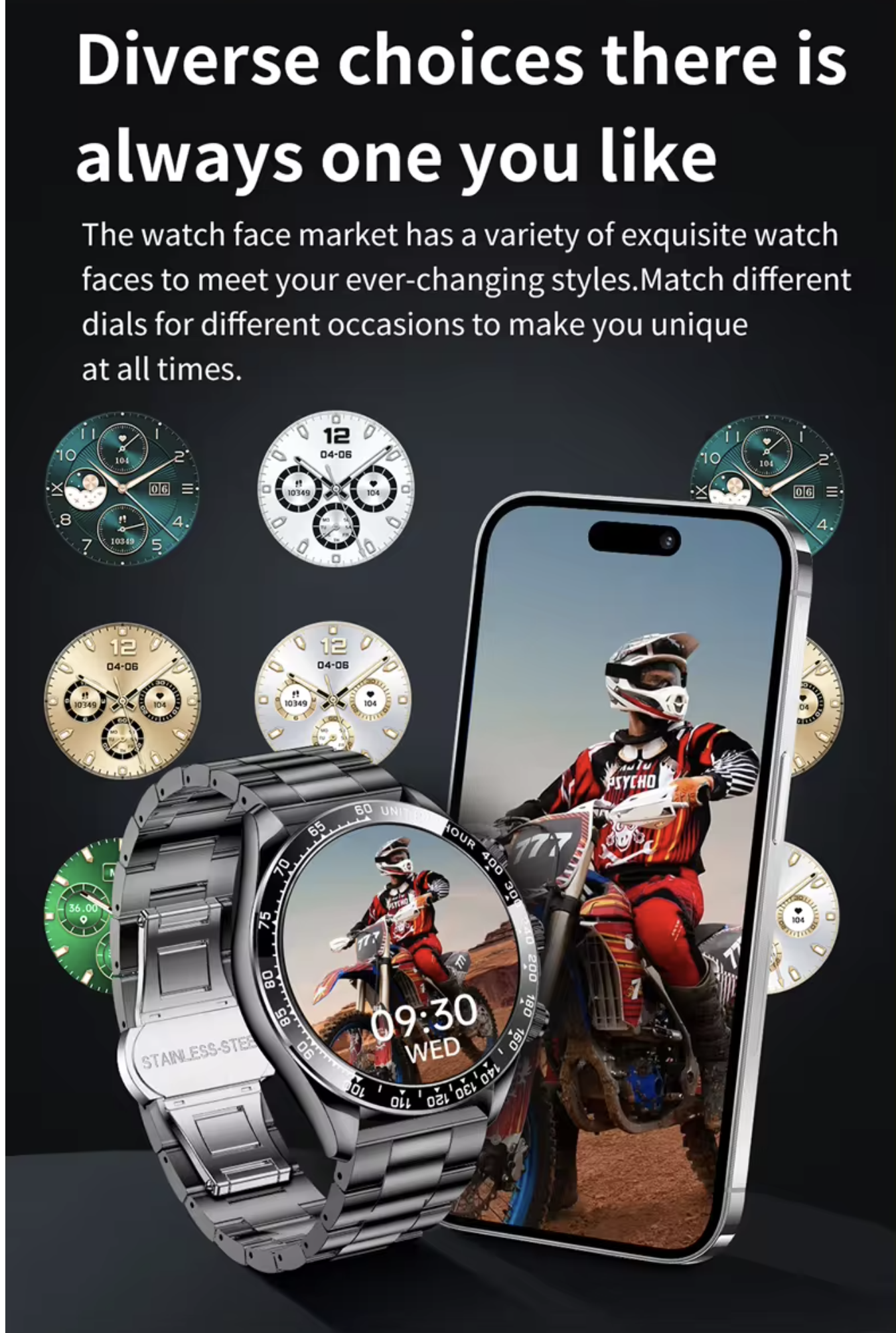 Philippe Palmer Smart Watch LP89 AMOLED Silver Gold Steel - 12