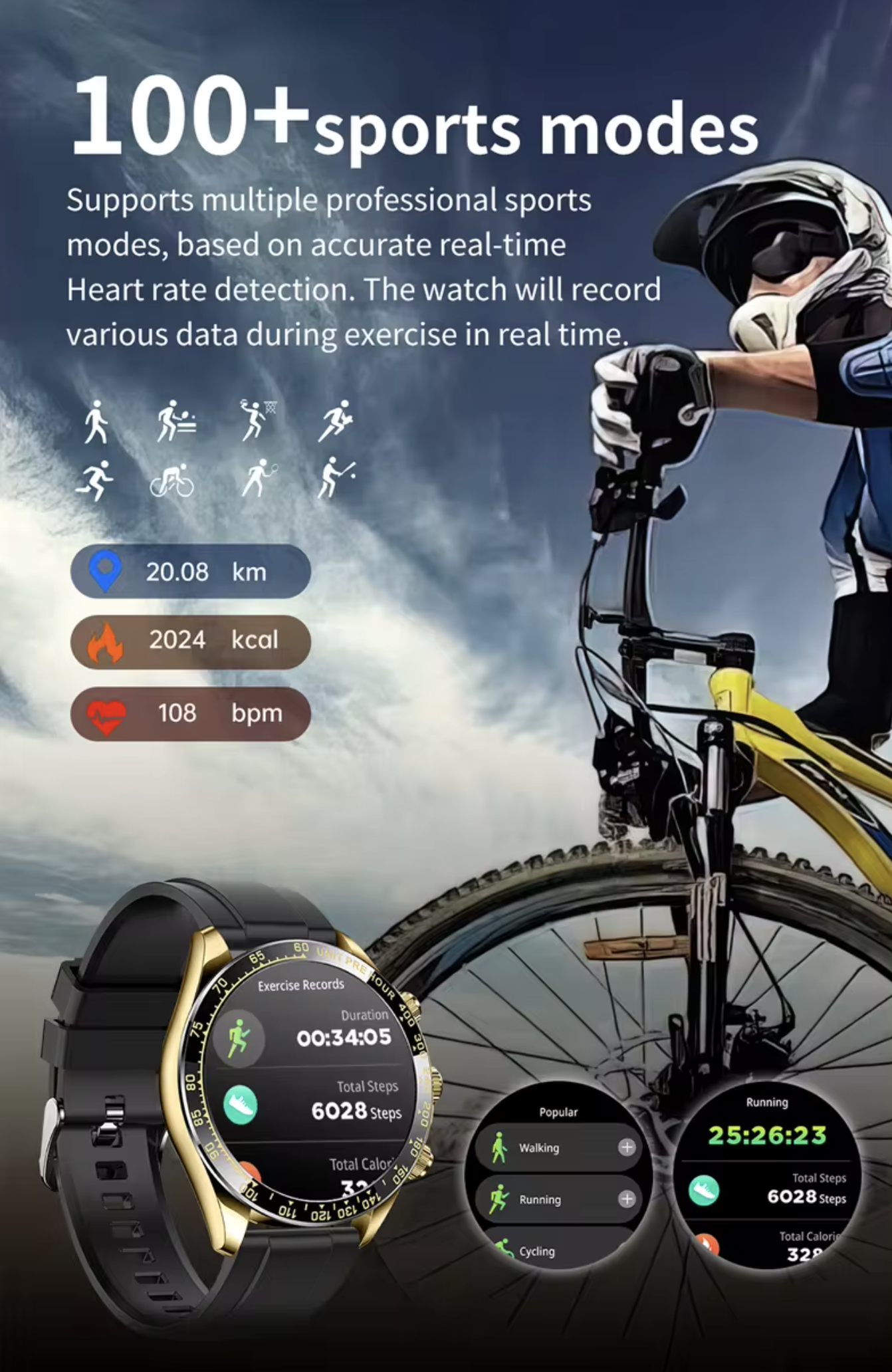Philippe Palmer Smart Watch LP89 AMOLED Silver Gold Steel - 13
