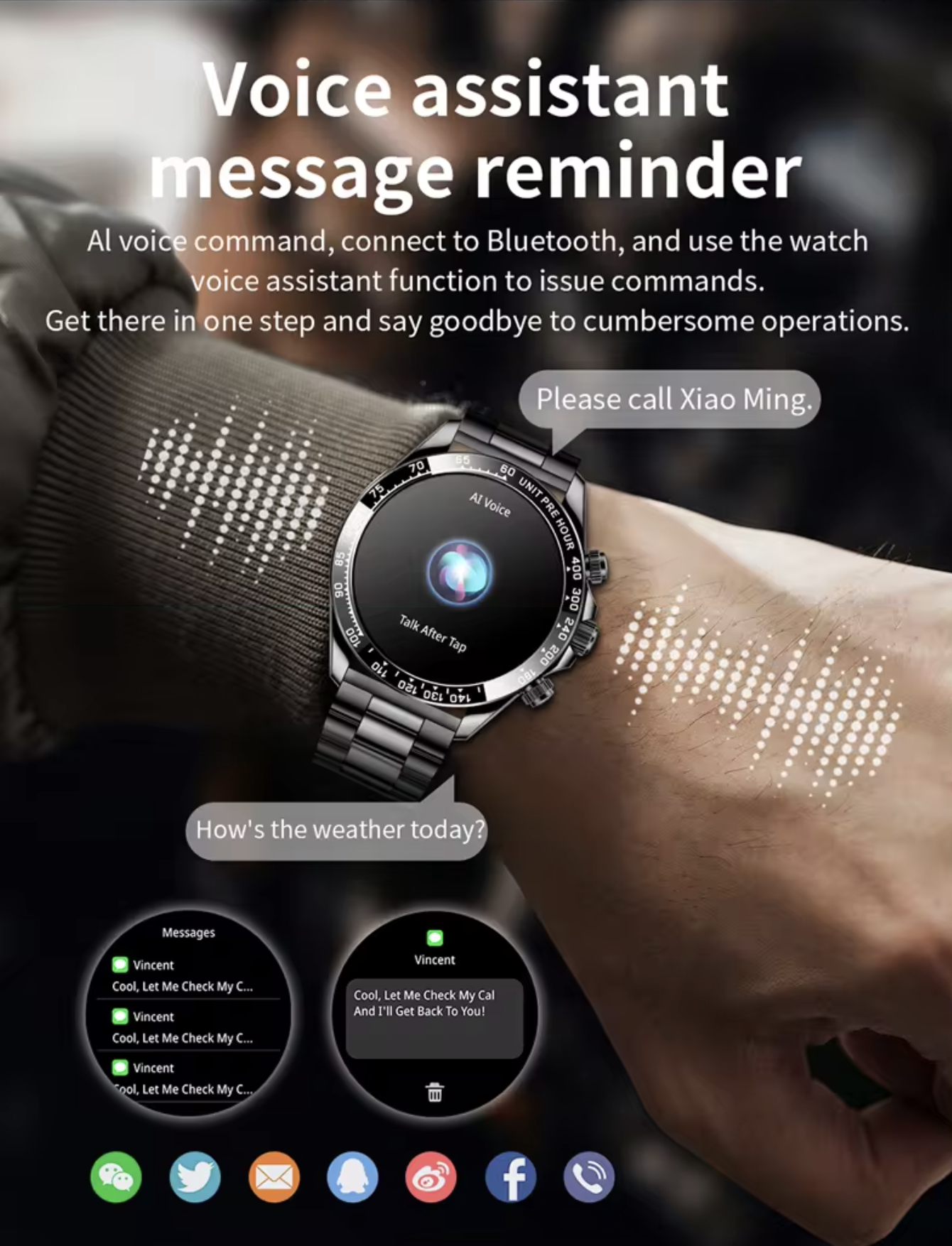 Philippe Palmer Smart Watch LP89 AMOLED Silver Gold Steel - 14