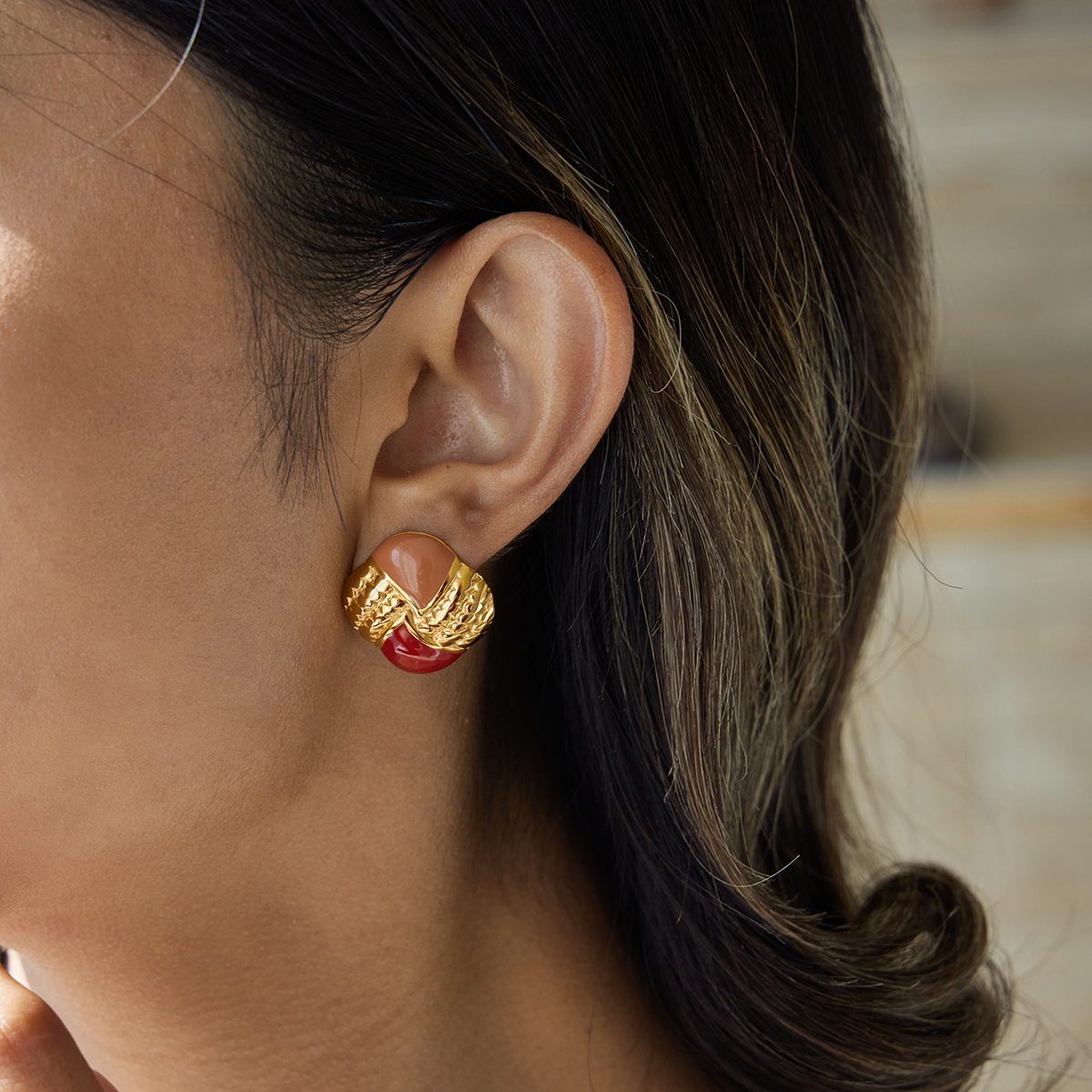 Céleste Earrings Coralline 18K Gold - 8