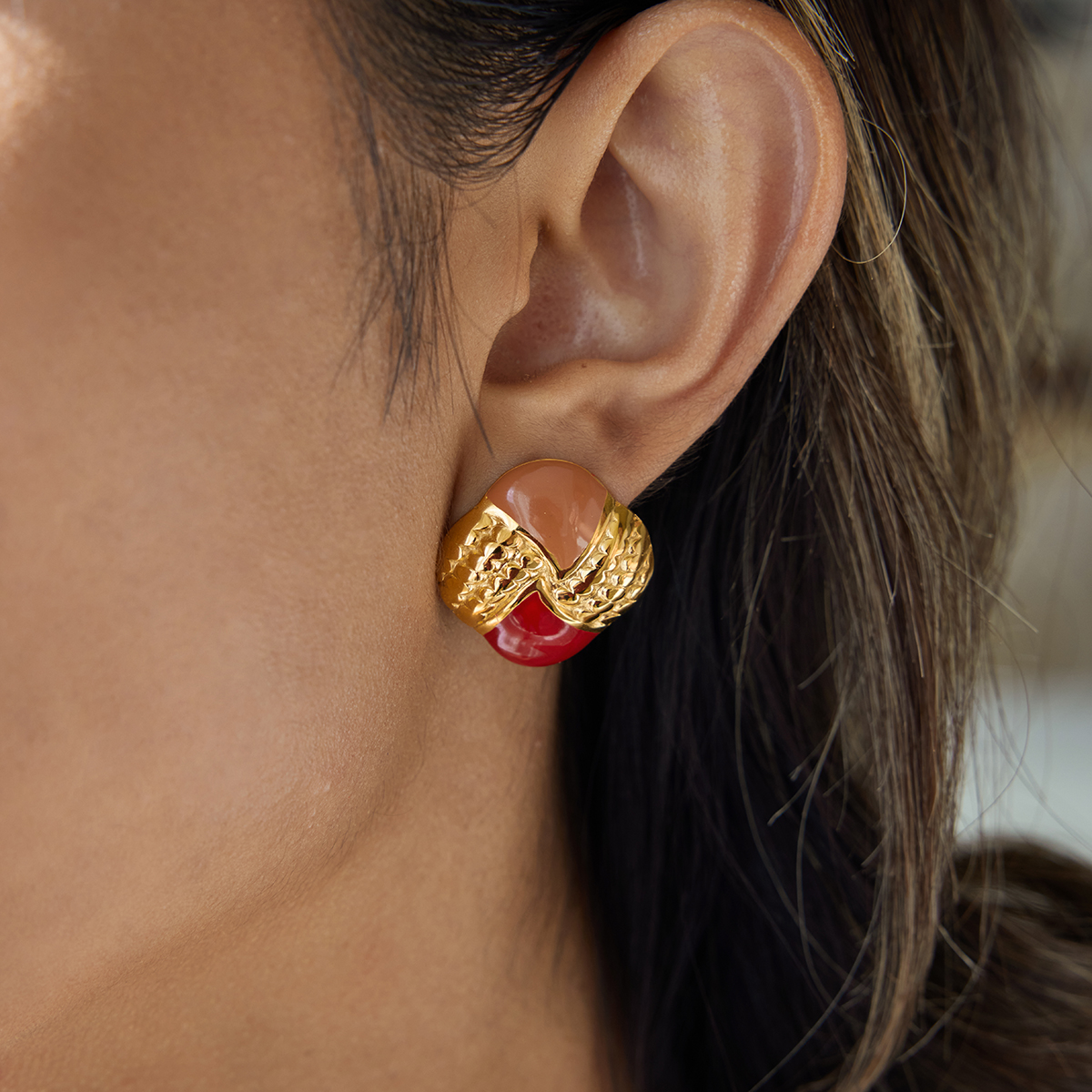 Céleste Earrings Coralline 18K Gold - 5