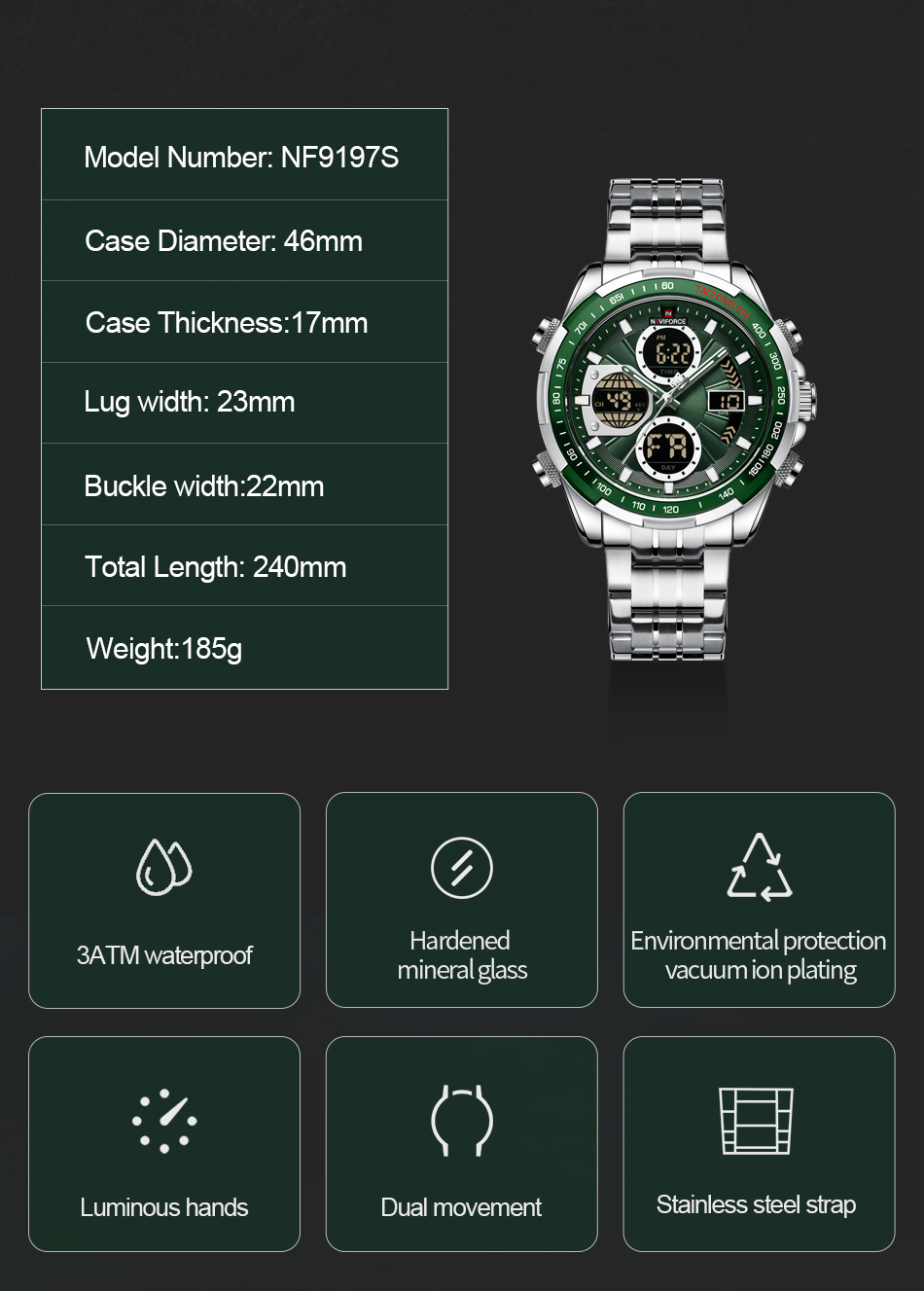 Naviforce Global Force Steel Green - 6