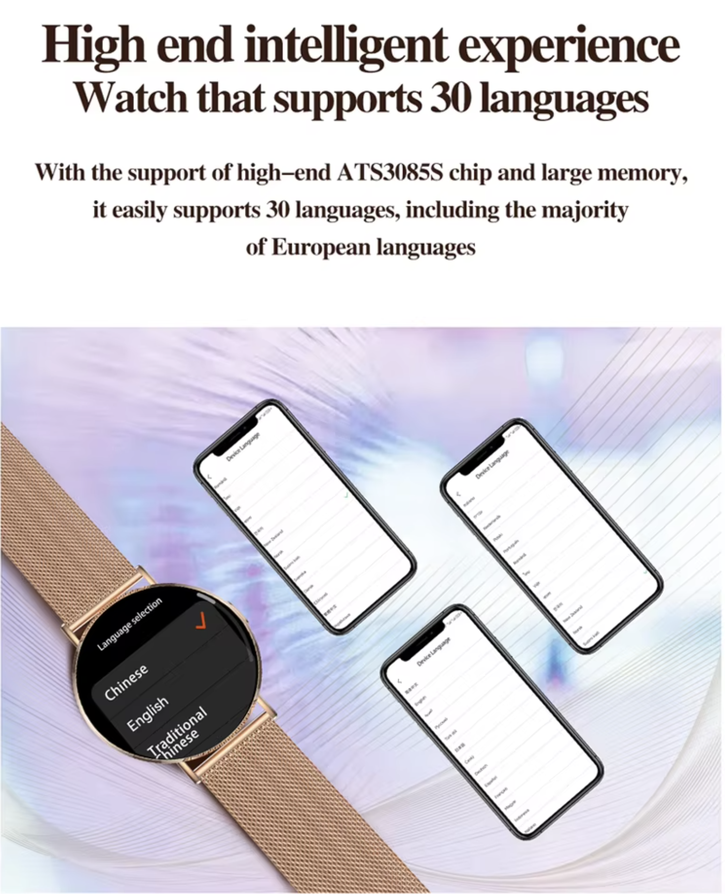 Philippe Palmer Smart Watch LP77 AMOLED Ultra Thin Rose Gold - 18