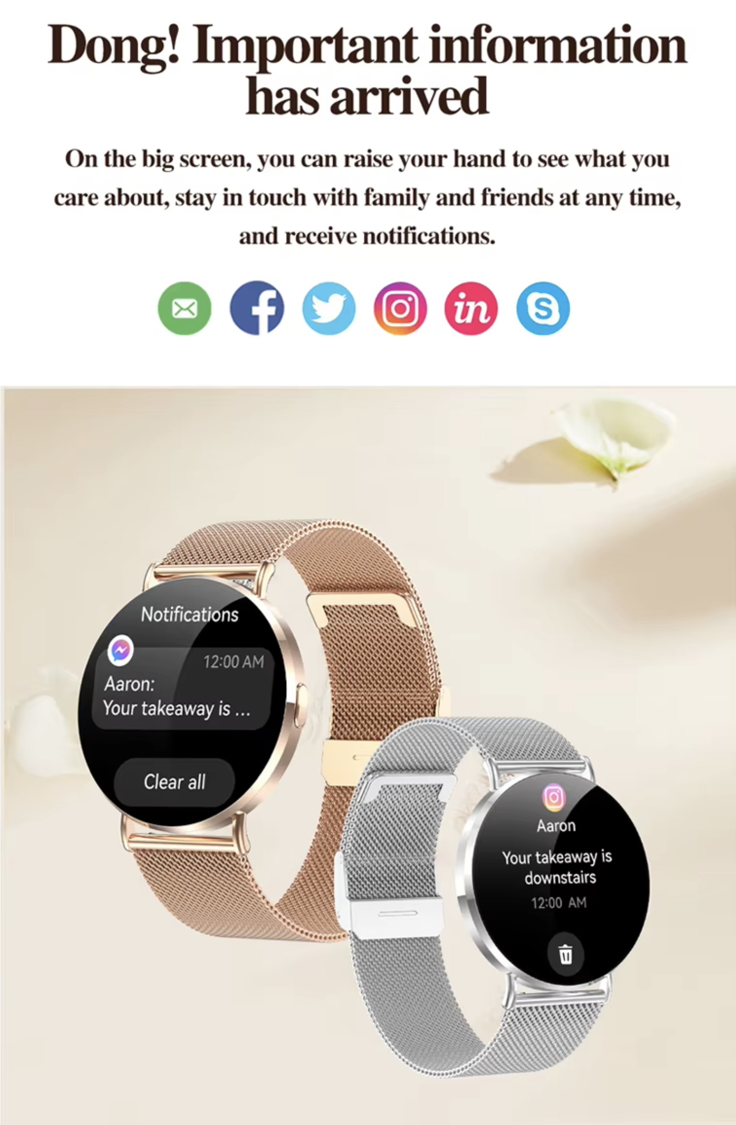 Philippe Palmer Smart Watch LP77 AMOLED Ultra Thin Rose Gold - 24