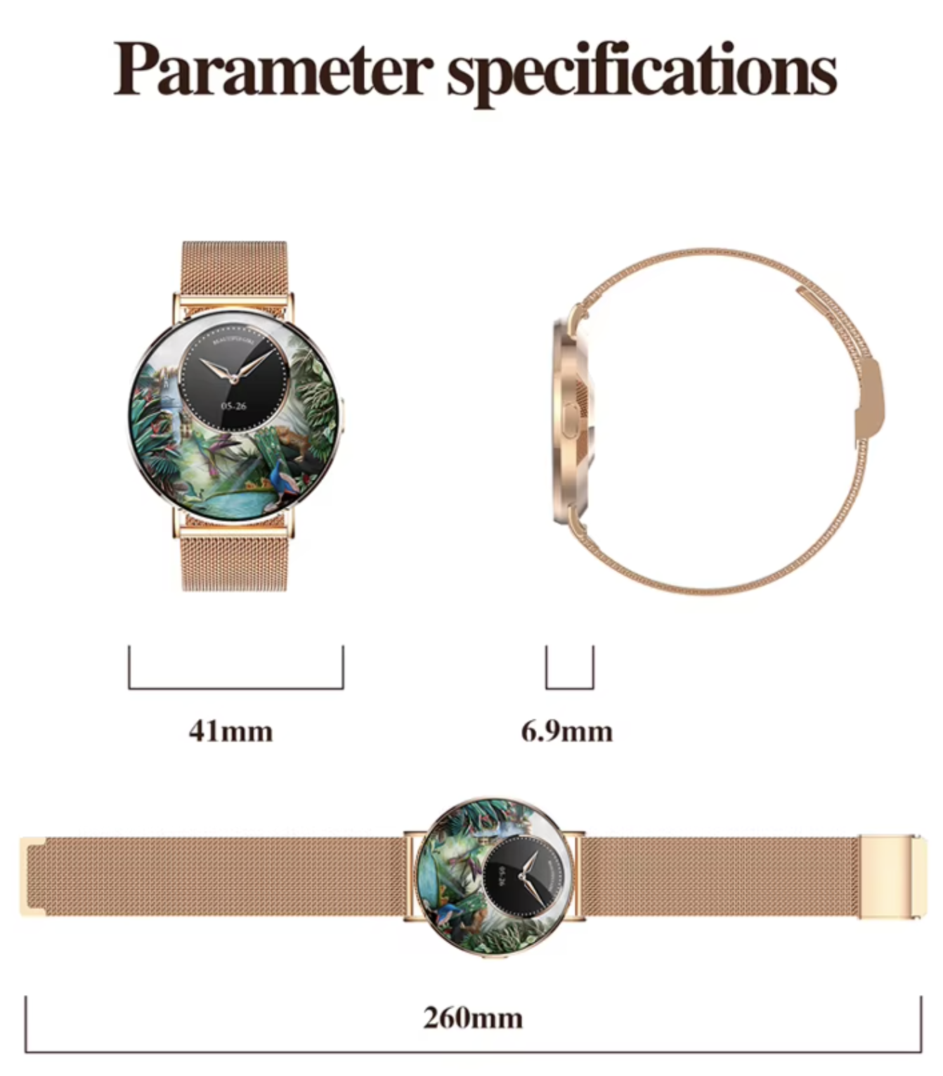 Philippe Palmer Smart Watch LP77 AMOLED Ultra Thin Rose Gold - 29
