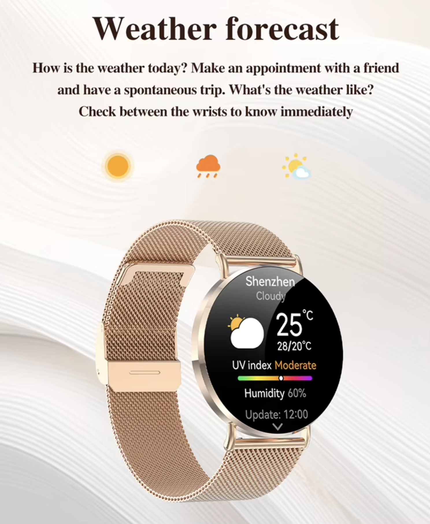 Philippe Palmer Smart Watch LP77 AMOLED Ultra Thin Rose Gold - 14