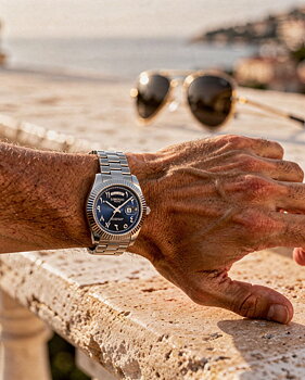 Lorenzo Day-Date Arabic Silver Blue