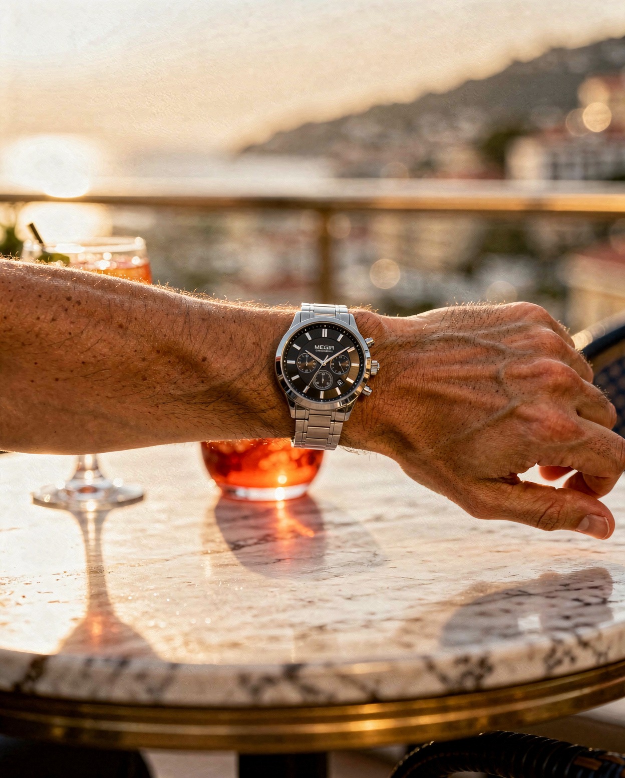 Megir Classic Chrono Silver Black - 5