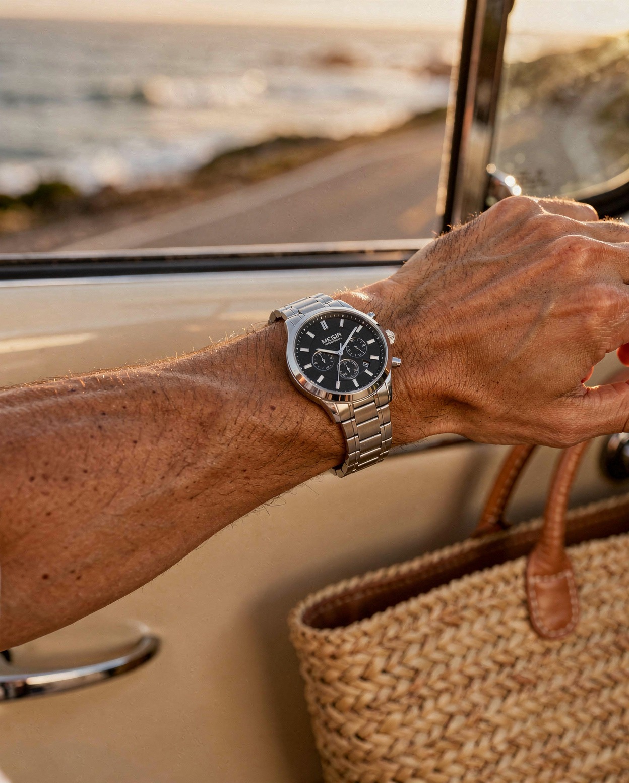 Megir Classic Chrono Silver Black - 6