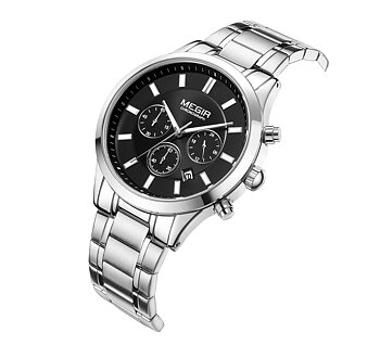 Megir Classic Chrono Silver Black