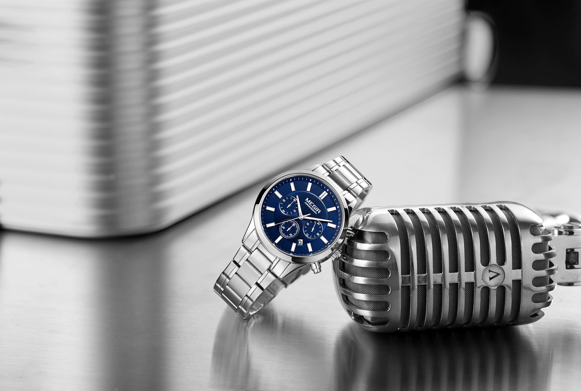 Megir Classic Chrono Silver Blue - 3