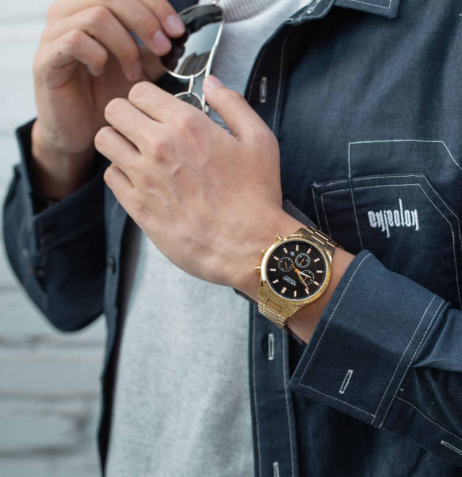 Megir Classic Chrono Gold Black - 4