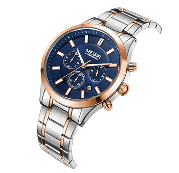 Megir Classic Chrono Rose Gold Blue
