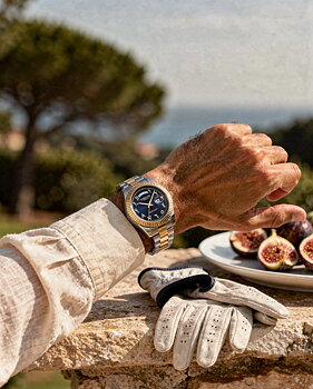 Lorenzo Day-Date Arabic Silver Gold Blue