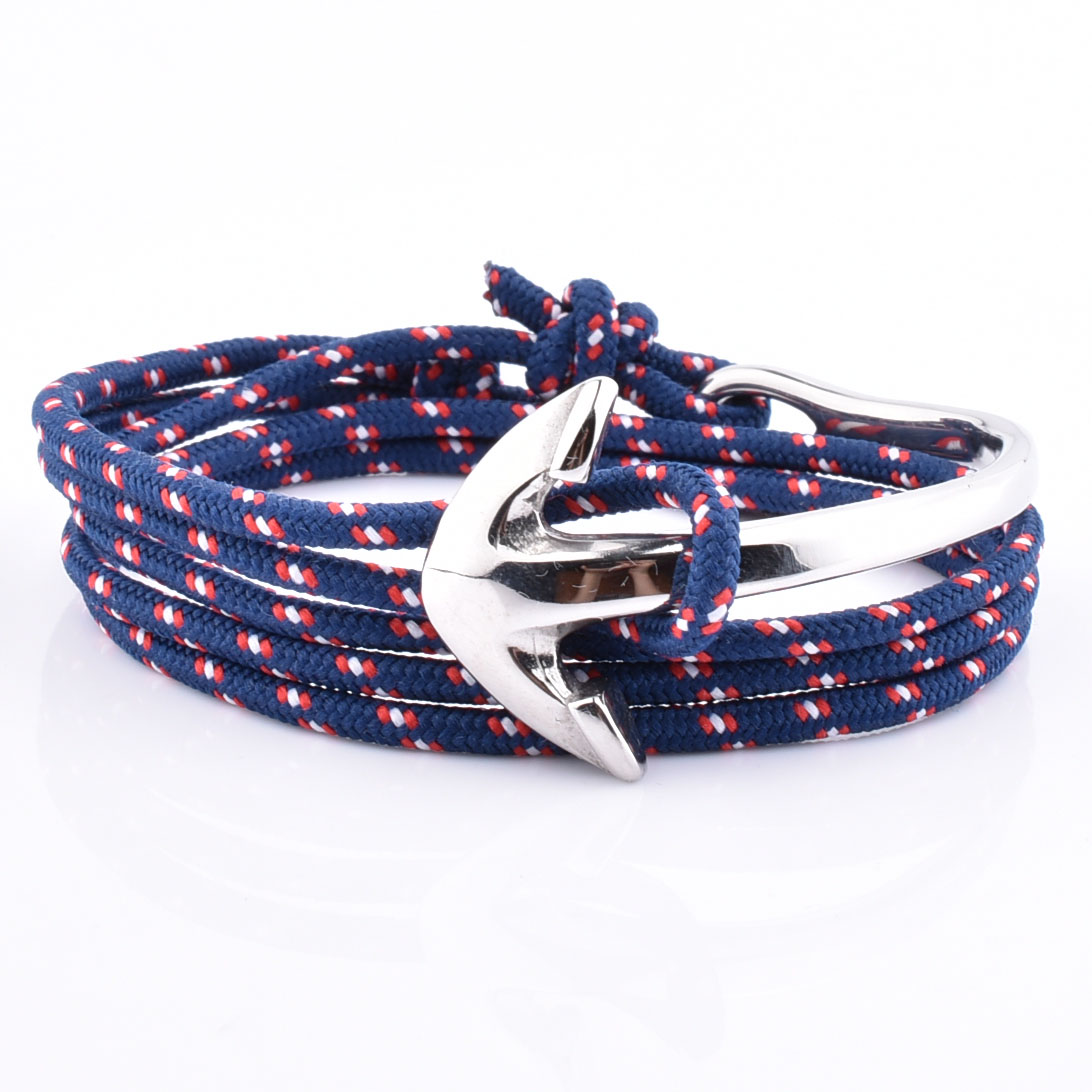 Icon Brand Navy Anchor Woven Bracelet | eBay