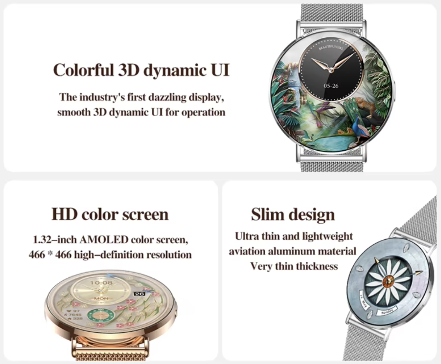 Philippe Palmer Smart Watch LP77 AMOLED Ultra Thin Silver - 27