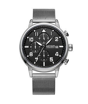 Megir Chrono Pilot Silver