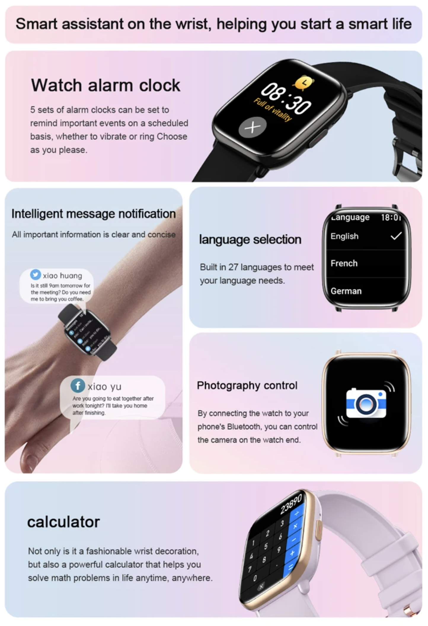 Philippe Palmer Smart Watch LP12 AMOLED Pink - 27