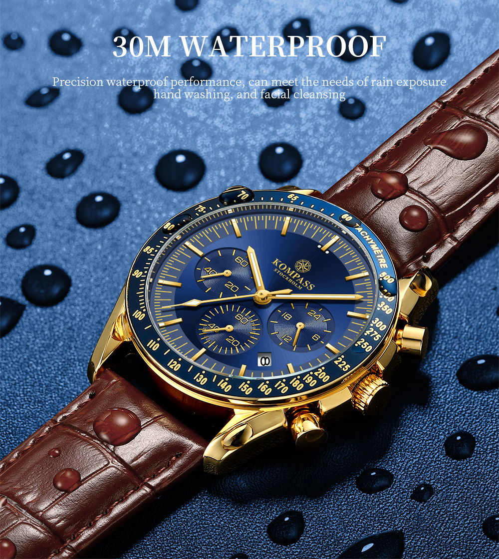 Kompass ChronoSpeed Gold Blue Brown - 10