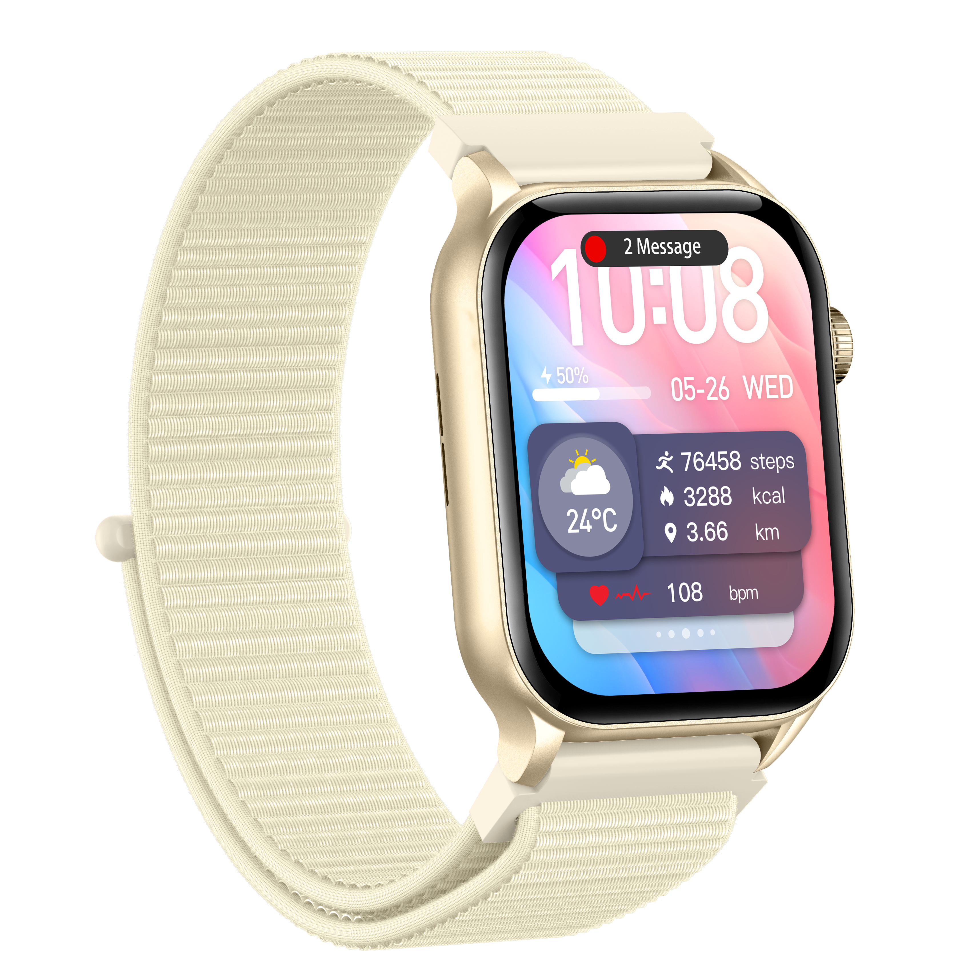 Philippe Palmer Smart Watch LP26 AMOLED Ultra Light Gold Nylon - 3