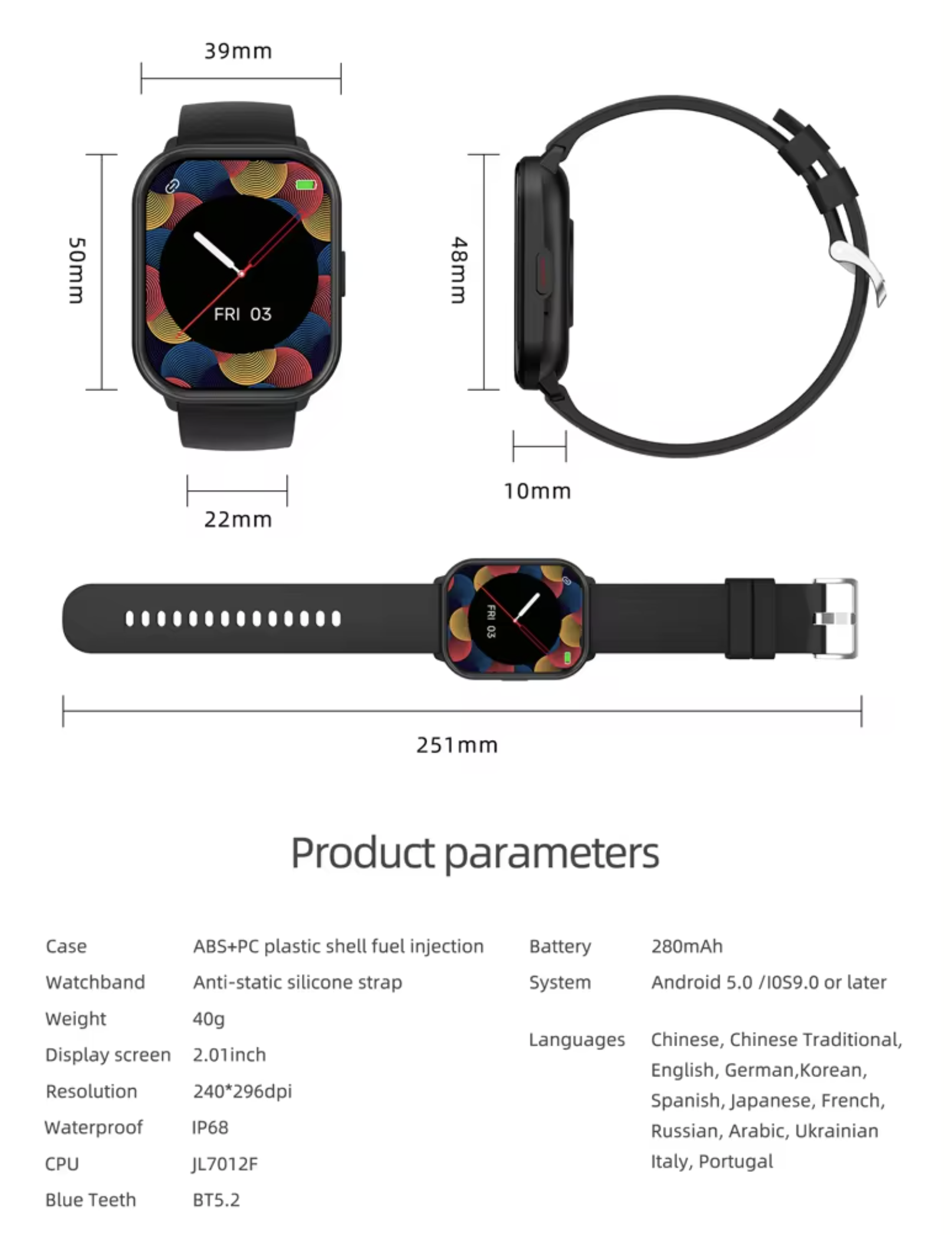 Philippe Palmer Smart Watch LP47 Silver Steel - 19