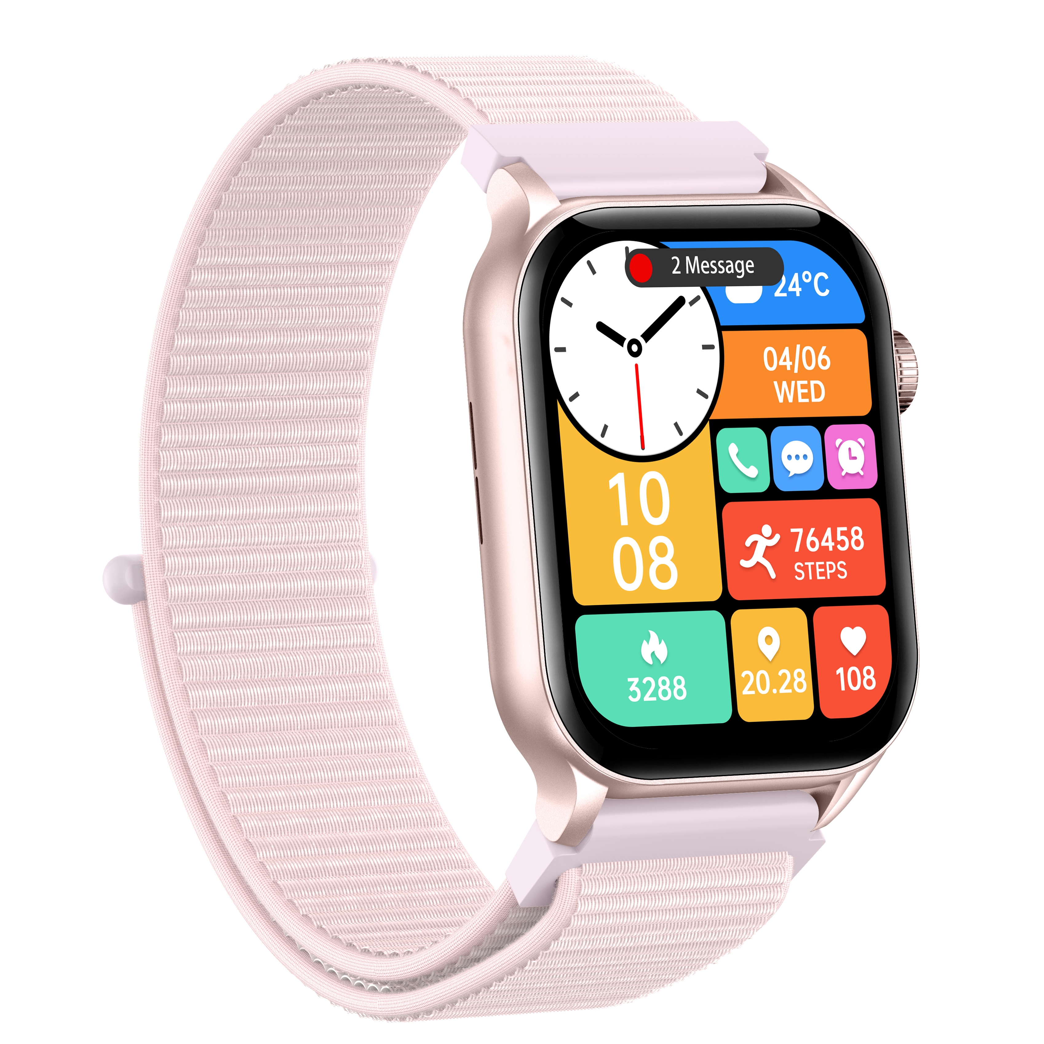 Philippe Palmer Smart Watch LP26 AMOLED Ultra Light Pink Nylon - 3