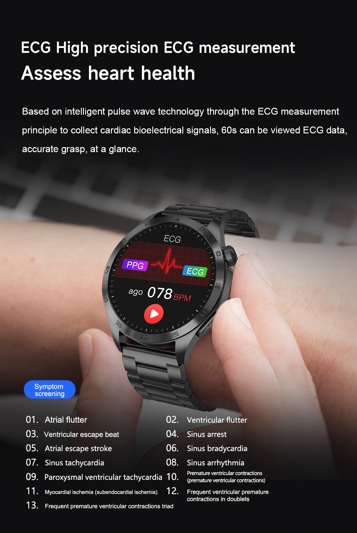 Philippe Palmer Smart Watch LP75 ECG Silver - 8