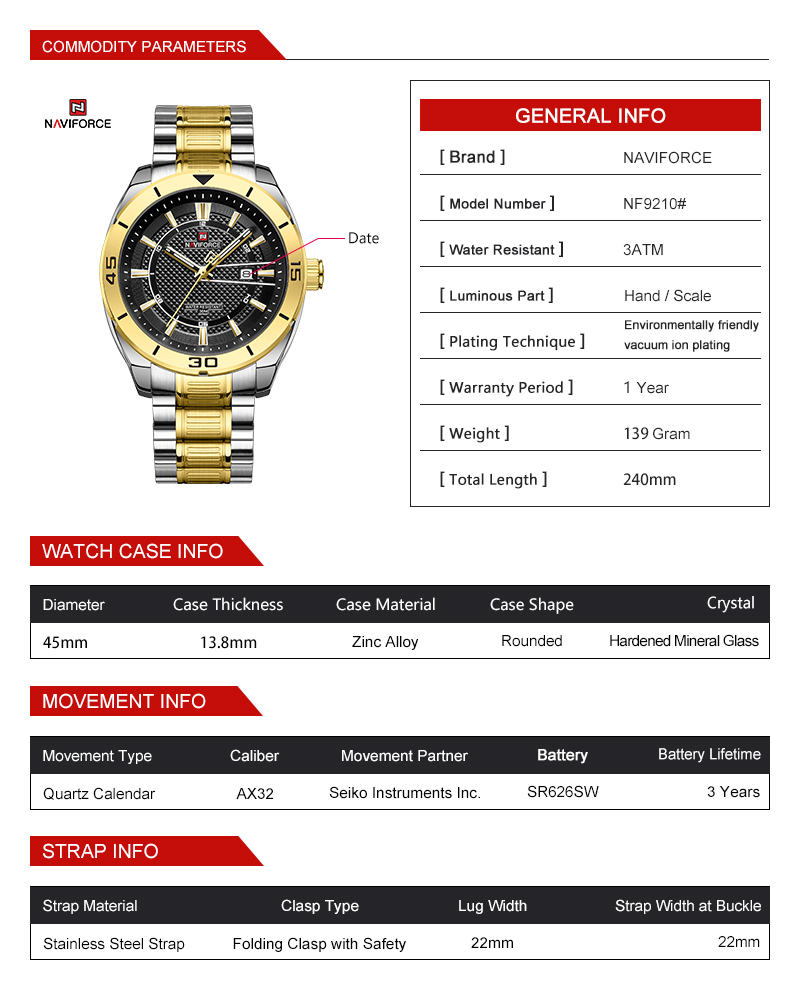 Naviforce Recon Silver Black - 5
