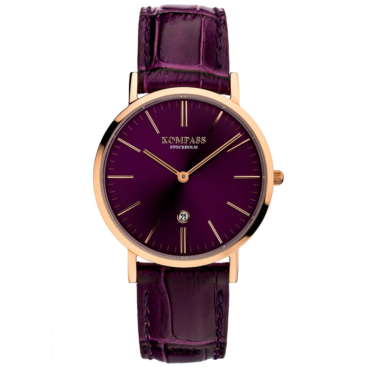 Kompass Nautilus Ladies Rose Gold Purple Dial Purple Strap