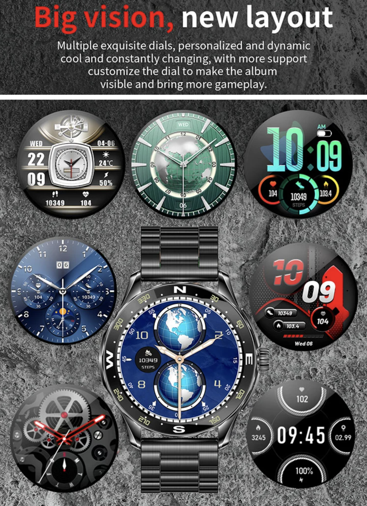 Philippe Palmer Smart Watch LP88 AMOLED Black Steel - 15