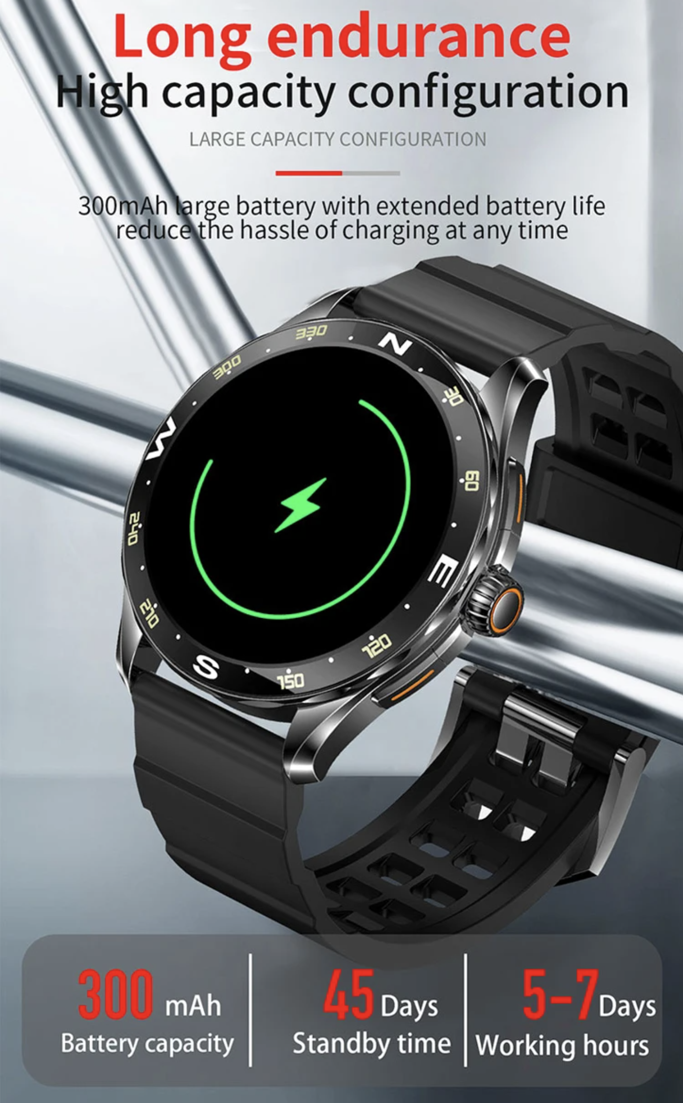 Philippe Palmer Smart Watch LP88 AMOLED Black Steel - 13