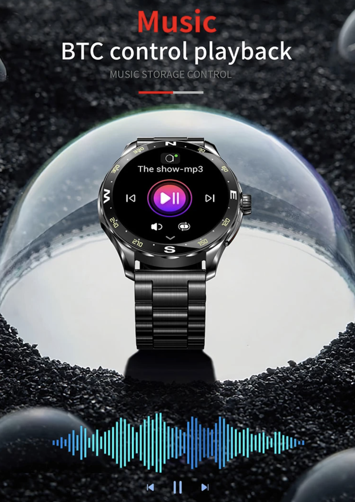 Philippe Palmer Smart Watch LP88 AMOLED Black Steel - 16