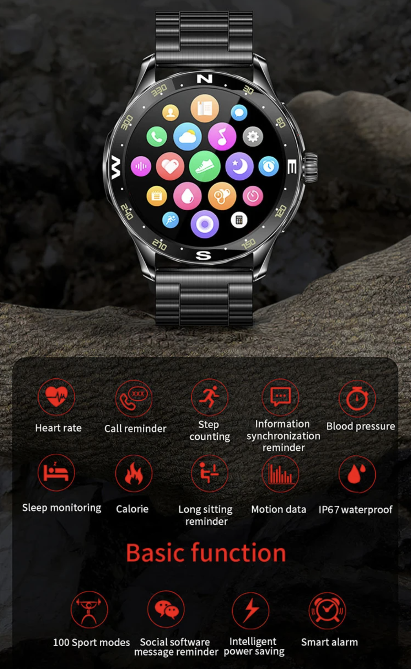 Philippe Palmer Smart Watch LP88 AMOLED Gold Steel - 17