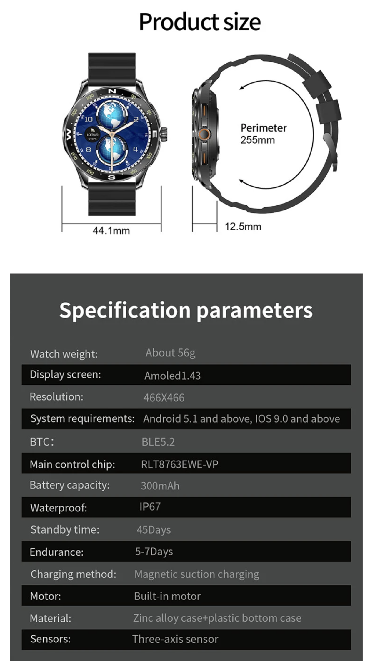 Philippe Palmer Smart Watch LP88 AMOLED Black - 22