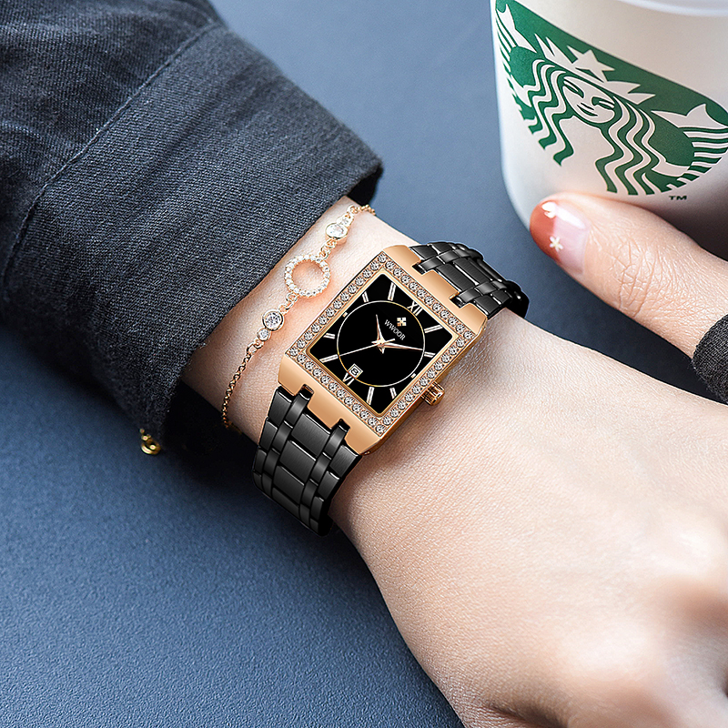 WWOOR Ladies Watch Top Brand Japanese Quartz Watches Square Black Gold Watch  Stainless Steel Waterproof Fashion Women Wristwatch - AliExpress