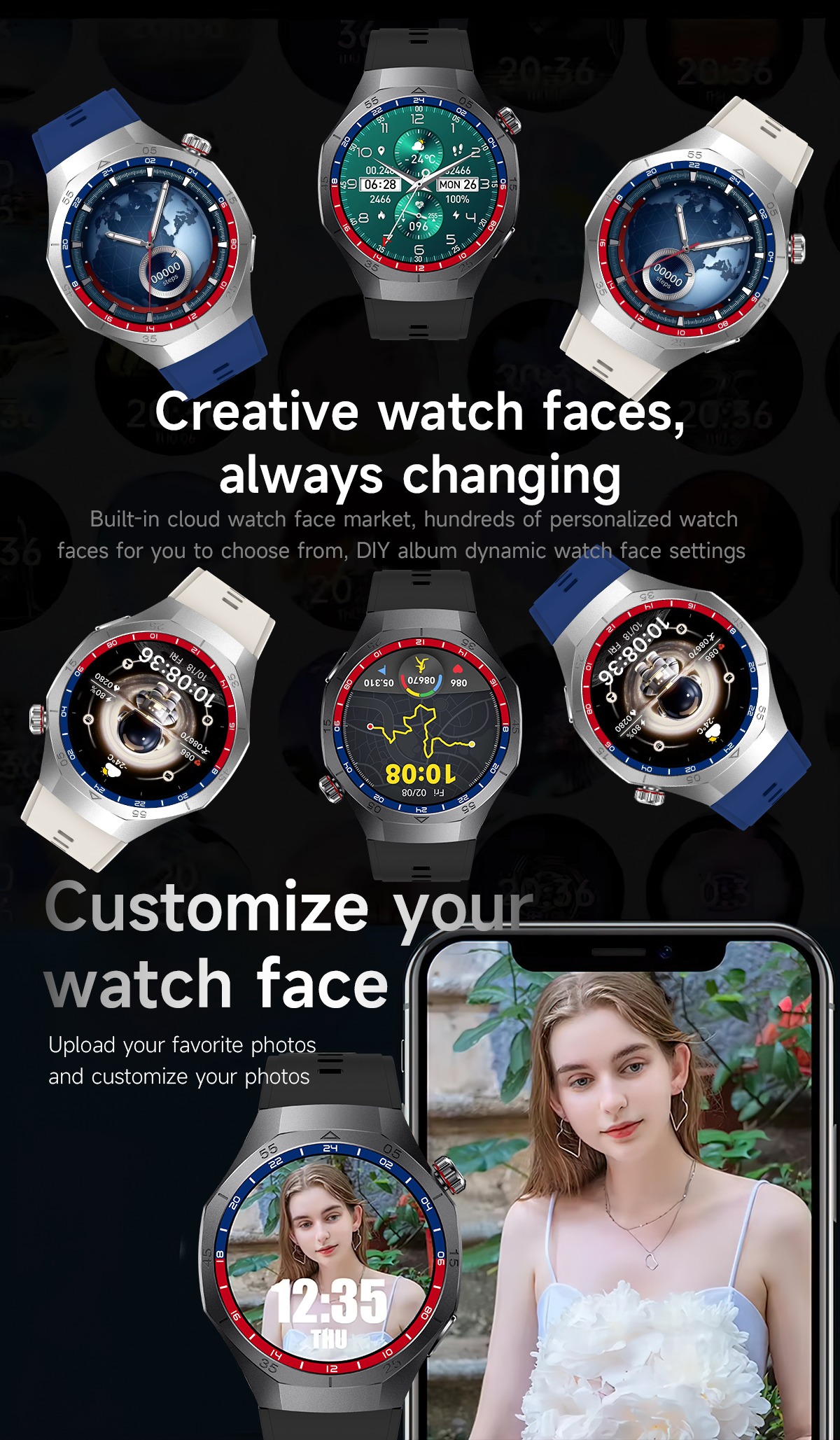 Philippe Palmer Smart Watch LP16 NFC Compass Blue - 6