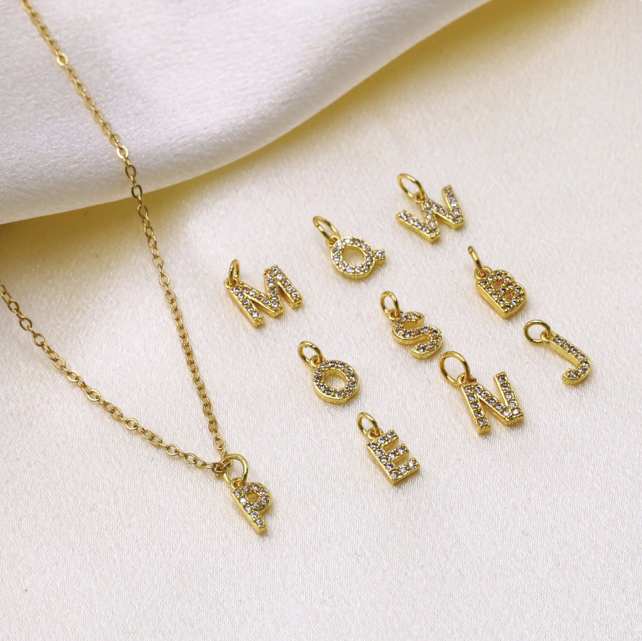 Céleste Necklace Stone Letter 18K Gold - 4